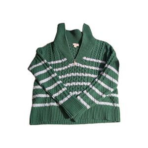La Ligne x Target Chunky cable knit Sz Large Quarter Zip Green & Light Blue